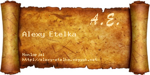 Alexy Etelka névjegykártya